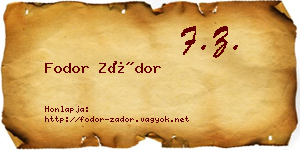 Fodor Zádor névjegykártya